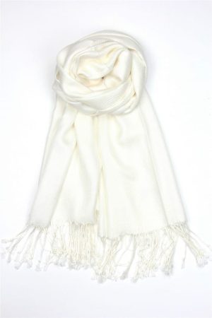 large soft silky ivory pashmina shawl warp scarf