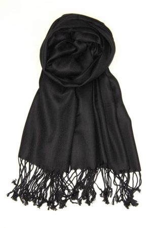 large soft silky black pashmina shawl warp scarf