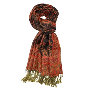 large black red reversible paisley pashmina shawl wrap scarf - 28