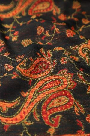 fabric with paisley vine floral pattern and textile texture background