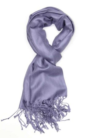 large lightweight solid color bluish purple pashmina shawl wrap scarf - 28" width x 78" length with fringes