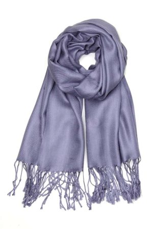 large lightweight solid color bluish purple pashmina shawl wrap scarf - 28" width x 78" length with fringes