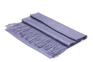 large lightweight solid color bluish purple pashmina shawl wrap scarf - 28" width x 78" length with fringes