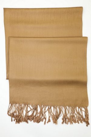 large lightweight solid color bronze pashmina shawl wrap scarf - 28" width x 78" length with fringes