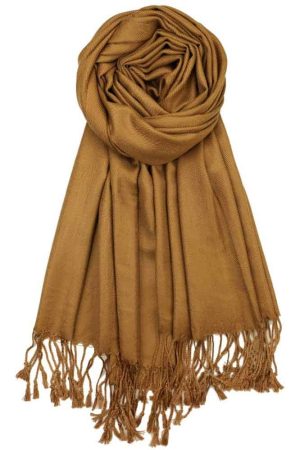 large lightweight solid color bronze pashmina shawl wrap scarf - 28" width x 78" length with fringes