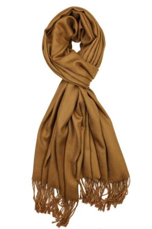 large lightweight solid color bronze pashmina shawl wrap scarf - 28" width x 78" length with fringes