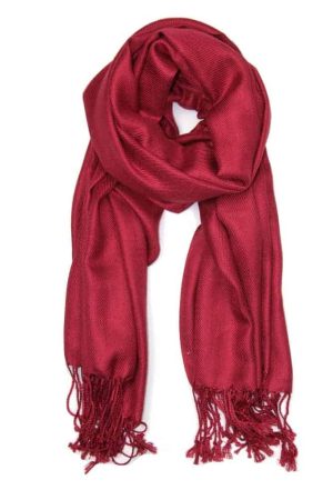 large lightweight solid color burgundy pashmina shawl wrap scarf - 28" width x 78" length with fringes