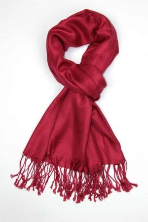 large lightweight solid color burgundy pashmina shawl wrap scarf - 28" width x 78" length with fringes