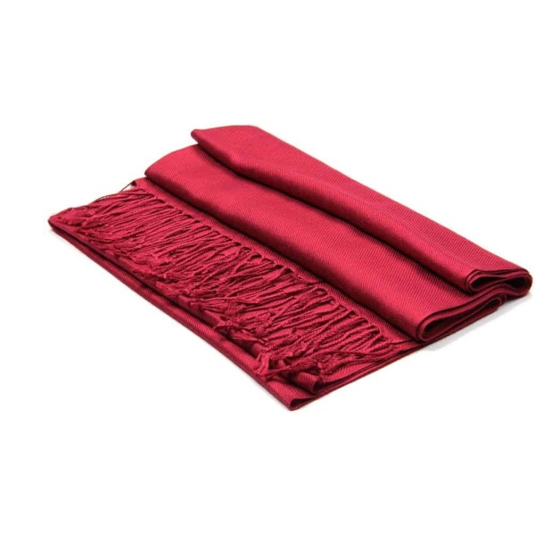 large lightweight solid color burgundy pashmina shawl wrap scarf - 28" width x 78" length with fringes