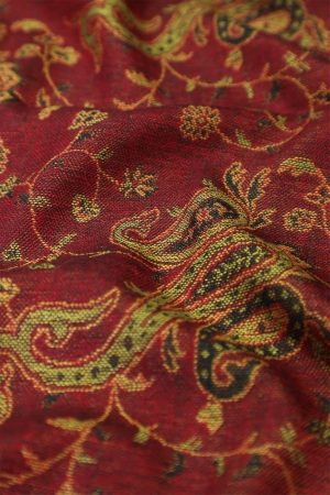 large burgundy reversible paisley pashmina shawl wrap scarf - 28" width x 80” length with fringes