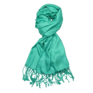 large lightweight solid color Caribbean green pashmina shawl wrap scarf - 28