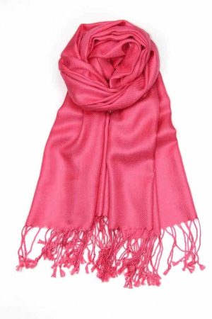 large lightweight solid color coral pink pashmina shawl wrap scarf - 28" width x 78" length with fringes