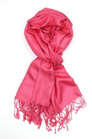 large lightweight solid color coral pink pashmina shawl wrap scarf - 28" width x 78" length with fringes