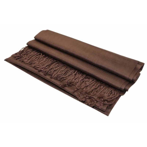 large lightweight solid color dark brown pashmina shawl wrap scarf - 28" width x 78" length with fringes