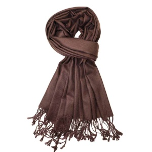 large lightweight solid color dark brown pashmina shawl wrap scarf - 28" width x 78" length with fringes