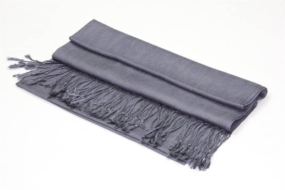 large lightweight solid color dark gray pashmina shawl wrap scarf - 28" width x 78" length with fringes