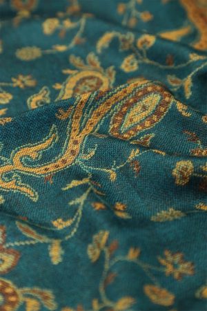 fabric with paisley vine floral pattern and textile texture background