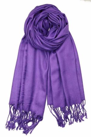 large lightweight solid color eggplant pashmina shawl wrap scarf - 28" width x 78" length with fringes