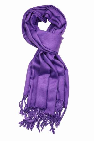 large lightweight solid color eggplant pashmina shawl wrap scarf - 28" width x 78" length with fringes