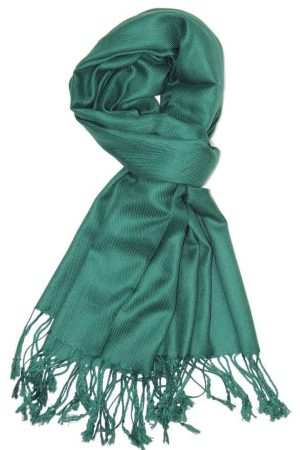 large lightweight solid color emerald green pashmina shawl wrap scarf - 28" width x 78" length with fringes