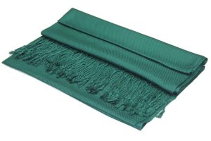 large lightweight solid color emerald green pashmina shawl wrap scarf - 28" width x 78" length with fringes