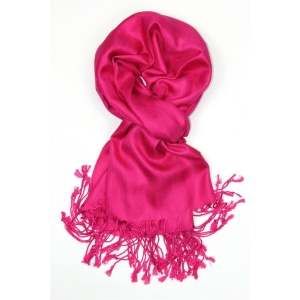 large lightweight solid color fuchsia pashmina shawl wrap scarf - 28" width x 78" length with fringes