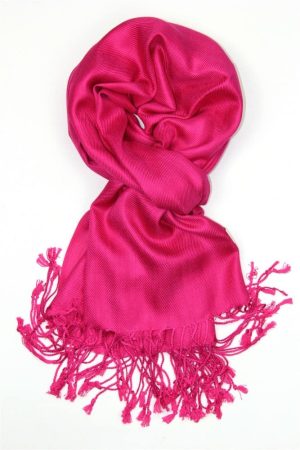 large lightweight solid color fuchsia pashmina shawl wrap scarf - 28" width x 78" length with fringes