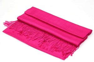 large lightweight solid color fuchsia pashmina shawl wrap scarf - 28" width x 78" length with fringes