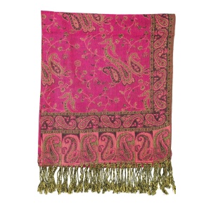 large fuchsia reversible paisley pashmina shawl wrap scarf - 28