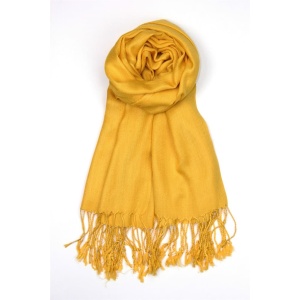 large lightweight solid color gold pashmina shawl wrap scarf - 28" width x 78" length with fringes