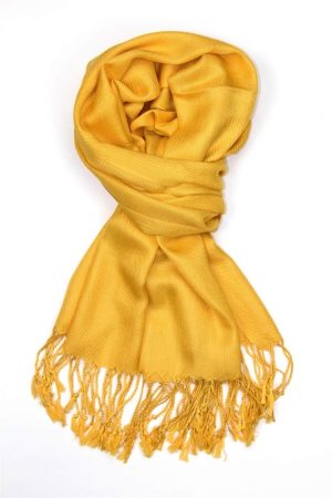 large lightweight solid color gold pashmina shawl wrap scarf - 28" width x 78" length with fringes