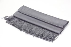 large lightweight solid color gray pashmina shawl wrap scarf - 28" width x 78" length with fringes