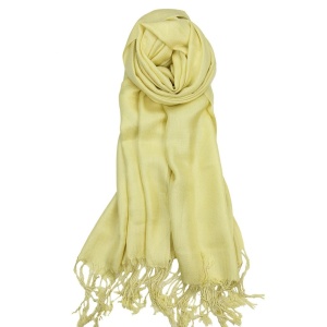 large lightweight solid color lemon yellow pashmina shawl wrap scarf - 28