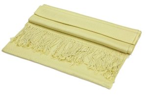 large lightweight solid color lemon yellow pashmina shawl wrap scarf - 28" width x 78" length with fringes
