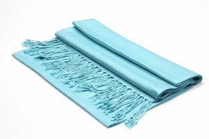 large lightweight solid color light turquoise pashmina shawl wrap scarf - 28" width x 78" length with fringes