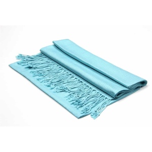 large lightweight solid color light turquoise pashmina shawl wrap scarf - 28" width x 78" length with fringes