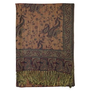 backside of navy reversible paisley pashmina scarf