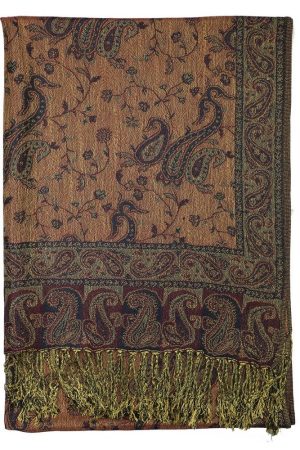 backside of navy reversible paisley pashmina scarf