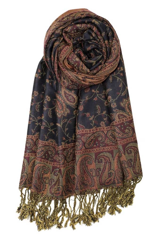 Traditional Shawl Women Head Wraps Reversible Vintage Style Jacquard Navy Red Paisley Scarves for Women Festival Scarf Rave Pashmina