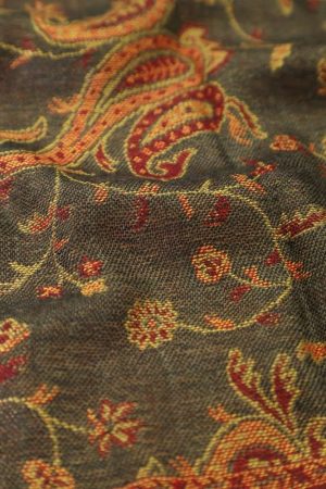 large olive burgundy reversible paisley pashmina shawl wrap scarf with fringes