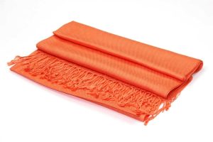 large lightweight solid color orange pashmina shawl wrap scarf - 28" width x 78" length with fringes