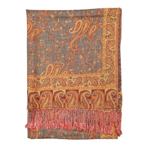 backside of orange paisley pashmina scarf