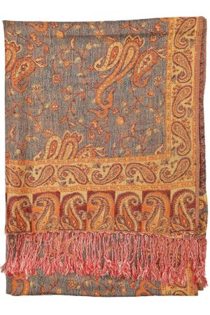 backside of orange paisley pashmina scarf