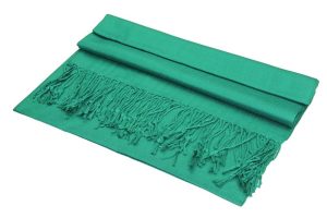 large lightweight solid color pine green pashmina shawl wrap scarf - 28" width x 78" length with fringes