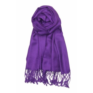 large lightweight solid color purple pashmina shawl wrap scarf - 28" width x 78" length with fringes