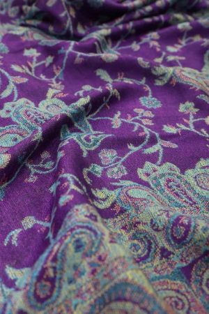 fabric with paisley vine floral pattern and textile texture background