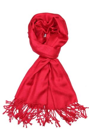 large soft silky red pashmina shawl warp scarf