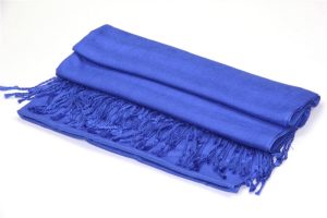 large lightweight solid color royal blue pashmina shawl wrap scarf - 28" width x 78" length with fringes