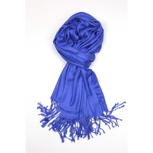 large lightweight solid color royal blue pashmina shawl wrap scarf - 28" width x 78" length with fringes