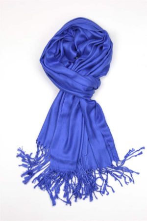 large lightweight solid color royal blue pashmina shawl wrap scarf - 28" width x 78" length with fringes